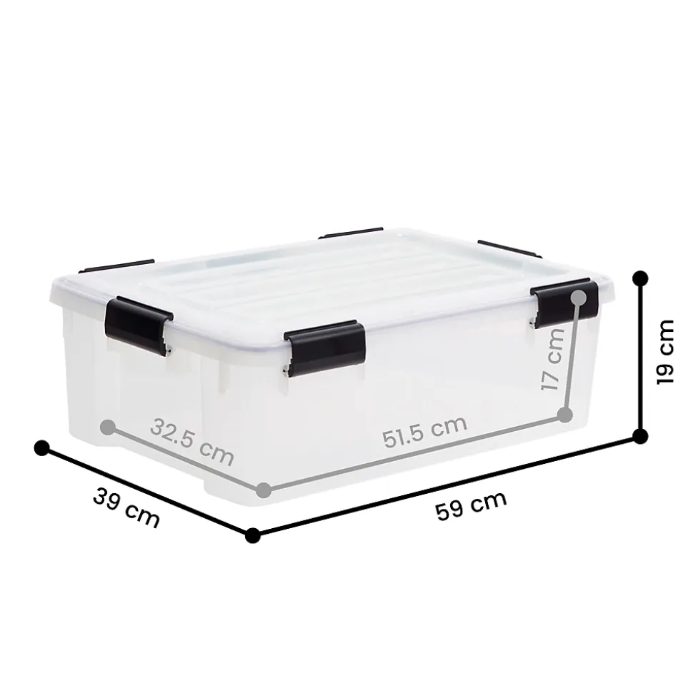 Iris Ohyama, Boite de Rangement Hermétique, 30L, Lot de 6, Transparent, DDAT-LS