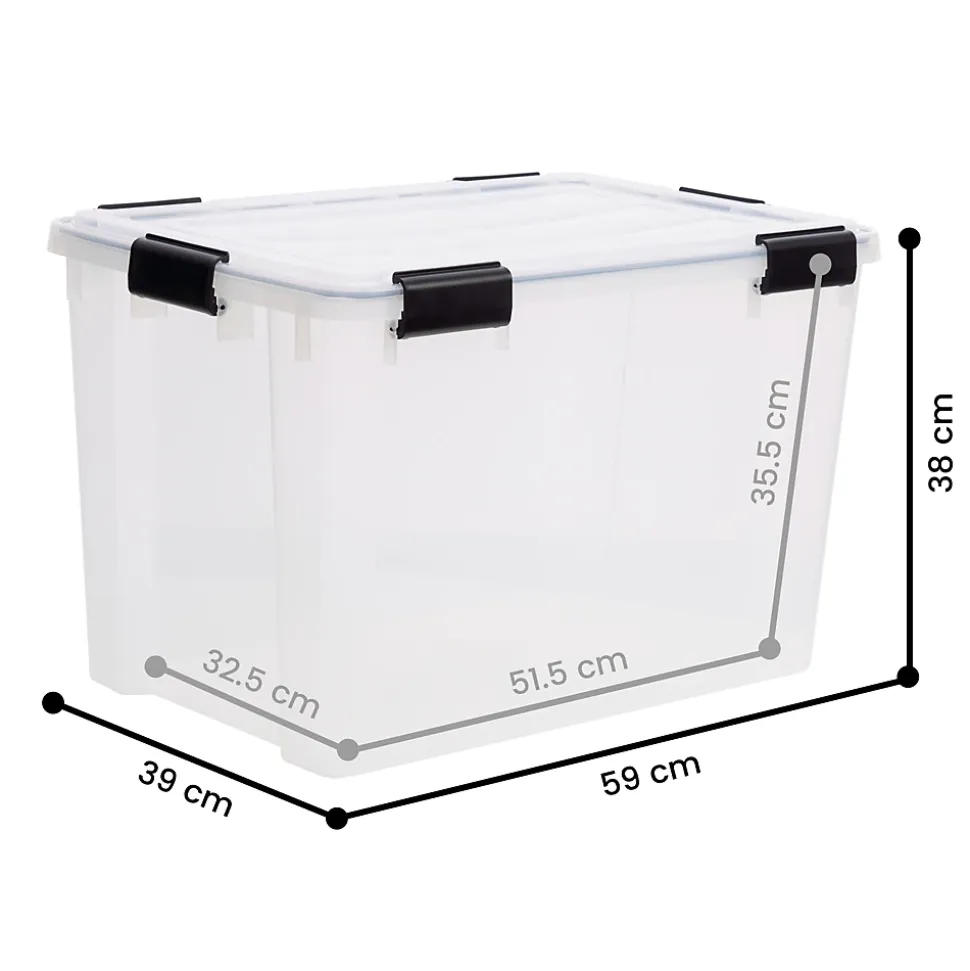 Iris Ohyama, Boite de Rangement Hermétique, 70L, Lot de 3, Transparent, DDAT-LD