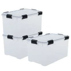 Iris Ohyama, Boite de Rangement Hermétique, 70L, Lot de 3, Transparent, DDAT-LD