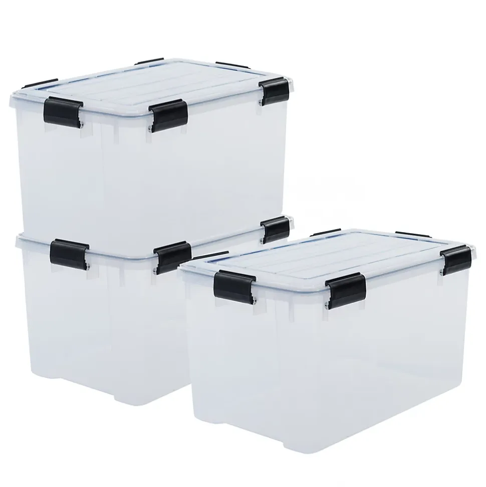 Iris Ohyama, Boite de Rangement Hermétique, 70L, Lot de 3, Transparent, DDAT-LD