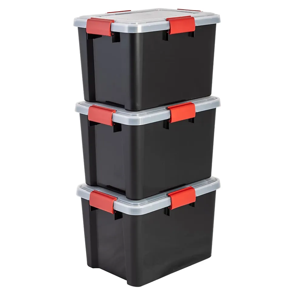 Iris Ohyama, Boite de Rangement Hermétique, 20L, Lot de 3, Noir, DDAT-SD