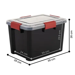 Iris Ohyama, Boite de Rangement Hermétique, 20L, Lot de 3, Noir, DDAT-SD
