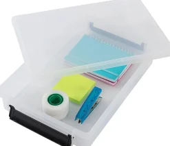 Iris Ohyama, Boite de Rangement document A4 plastique, 4L, Lot de 3, Transparent, LLB-A4
