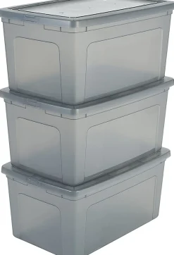 Iris Ohyama, Boite de Rangement Multi-Usages, 50L, Lot de 3, Gris, MCB-50