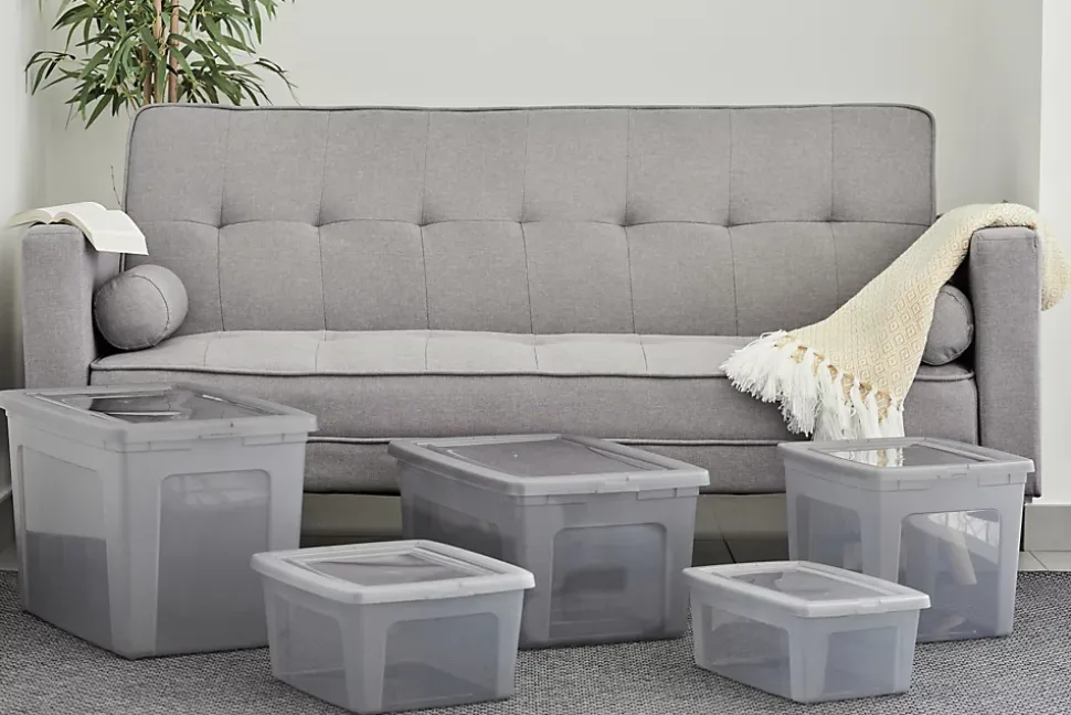 Iris Ohyama, Boite de Rangement Multi-Usages, 50L, Lot de 3, Gris, MCB-50