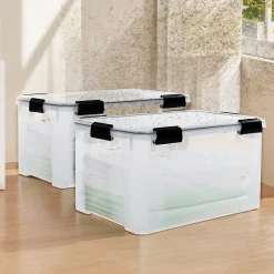 Iris Ohyama, Boite de Rangement Hermétique, 50L, Lot de 4, Transparent, AT-L