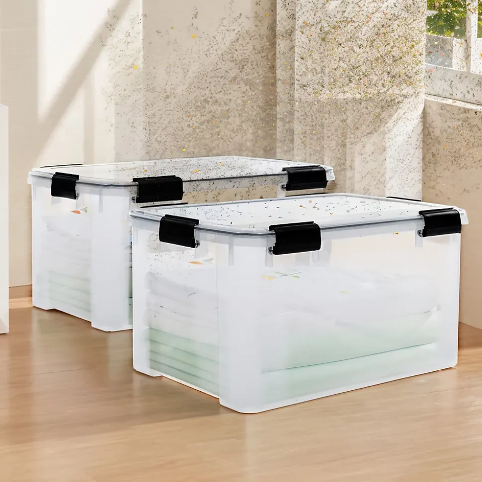 Iris Ohyama, Boite de Rangement Hermétique, 50L, Lot de 4, Transparent, AT-L