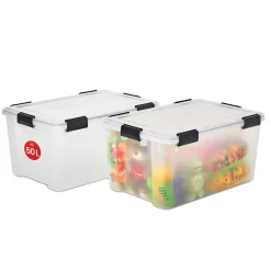 Iris Ohyama, Boite de Rangement Hermétique, 50L, Lot de 2, Transparent, AT-L