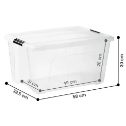 Iris Ohyama, Boite de Rangement Plastique avec Couvercle, 45L, Lot de 3, Transparent,NTB-45