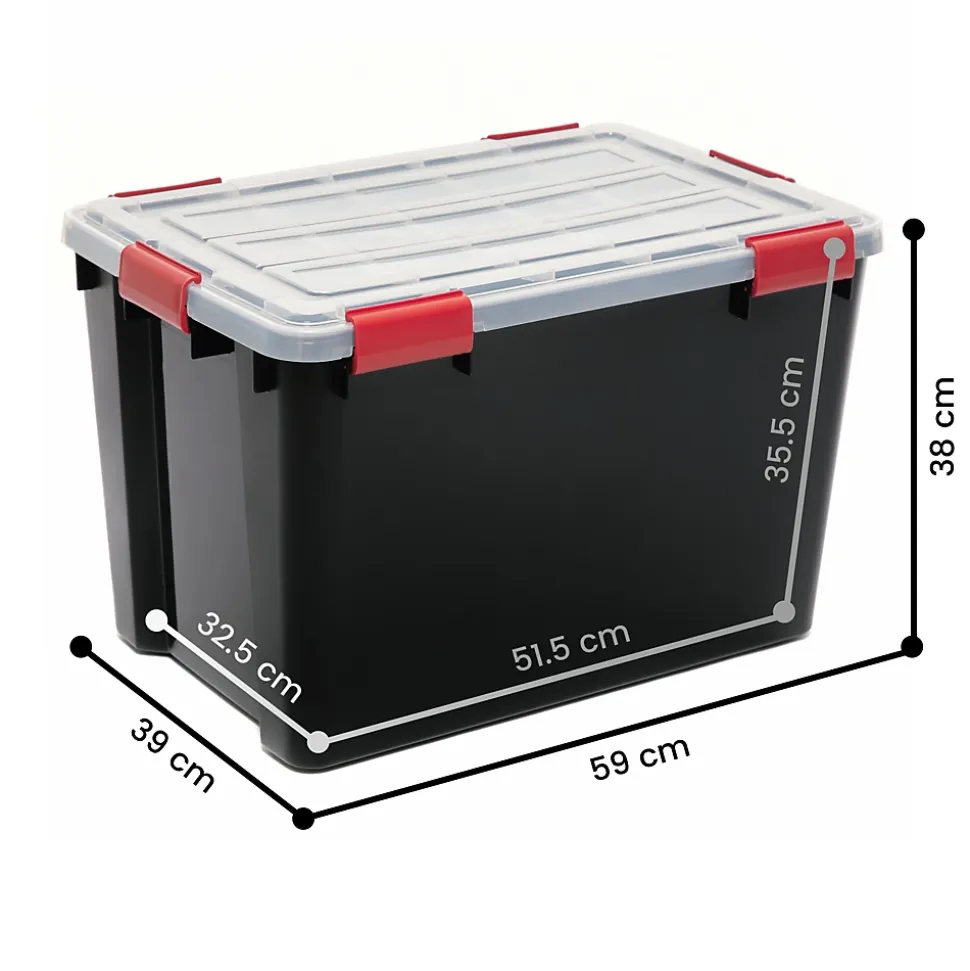 Iris Ohyama, Boite de Rangement Hermétique, 70L, Lot de 3, Noir, DDAT-LD
