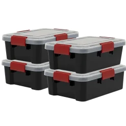 Iris Ohyama, Boite de Rangement Hermétique, 10L, Lot de 4, Noir, AT-S