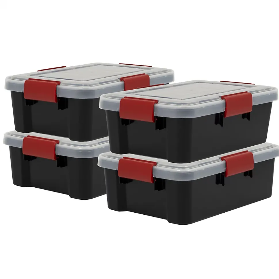 Iris Ohyama, Boite de Rangement Hermétique, 10L, Lot de 4, Noir, AT-S