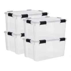 Iris Ohyama, Boite de Rangement Hermétique, 50L, Lot de 4, Transparent, DDAT-L