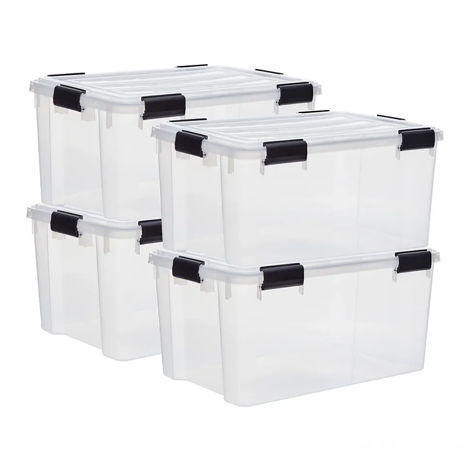 Iris Ohyama, Boite de Rangement Hermétique, 50L, Lot de 4, Transparent, DDAT-L