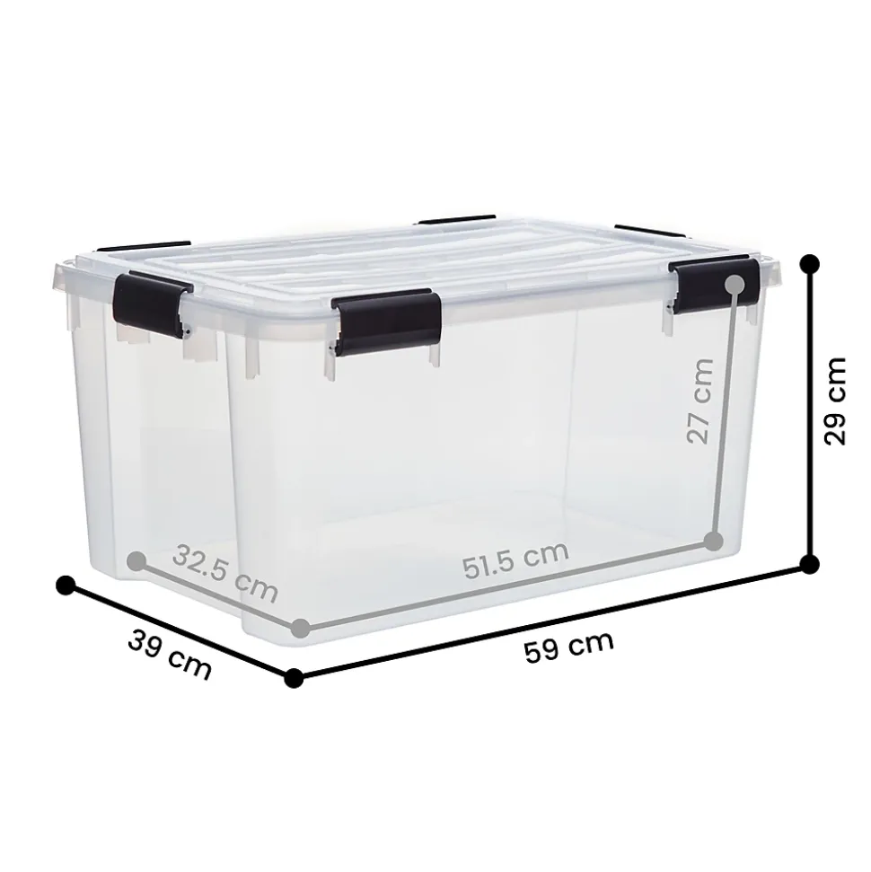 Iris Ohyama, Boite de Rangement Hermétique, 50L, Lot de 4, Transparent, DDAT-L
