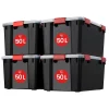 Iris Ohyama, Boite de Rangement Hermétique, 50L, Lot de 4, Noir, AT-L