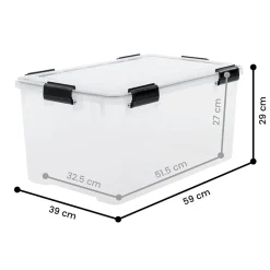 Iris Ohyama, Boite de Rangement Hermétique, 50L, Lot de 3, Transparent, AT-L
