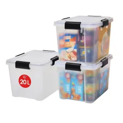 Iris Ohyama, Boite de Rangement Hermétique, 20L, Lot de 3, Transparent, AT-SD