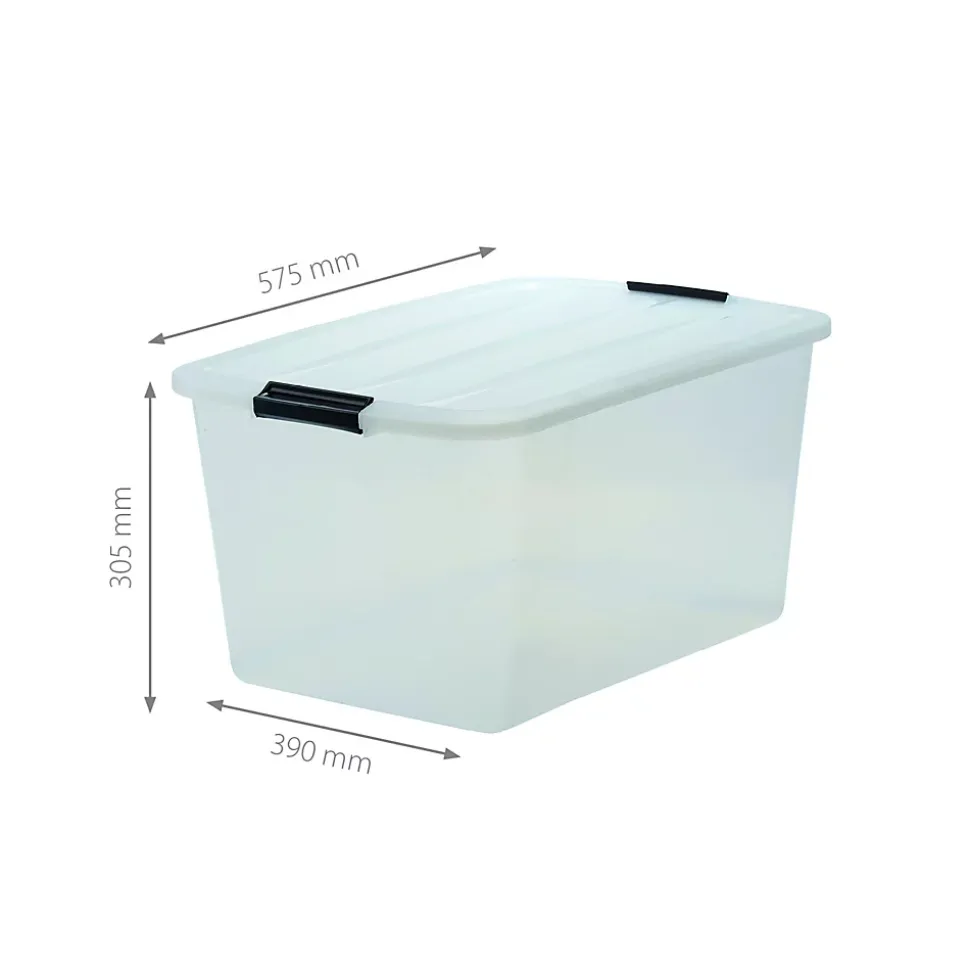 Iris Ohyama, Boite de Rangement Plastique avec Couvercle, 45L, Lot de 4, Transparent, TB-45