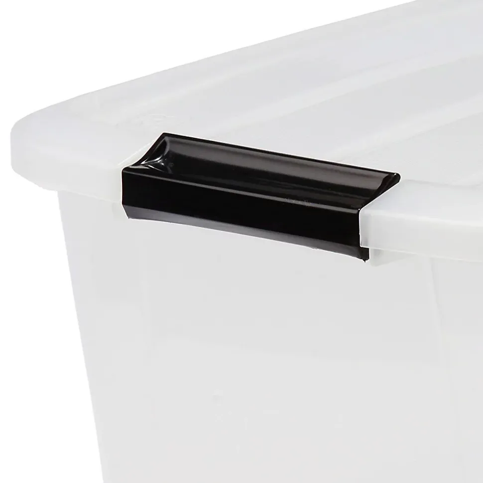 Iris Ohyama, Boite de Rangement Plastique avec Couvercle, 45L, Lot de 4, Transparent, TB-45