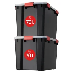 Iris Ohyama, Boite de Rangement Hermétique, 70L, Lot de 2, Noir, AT-LD