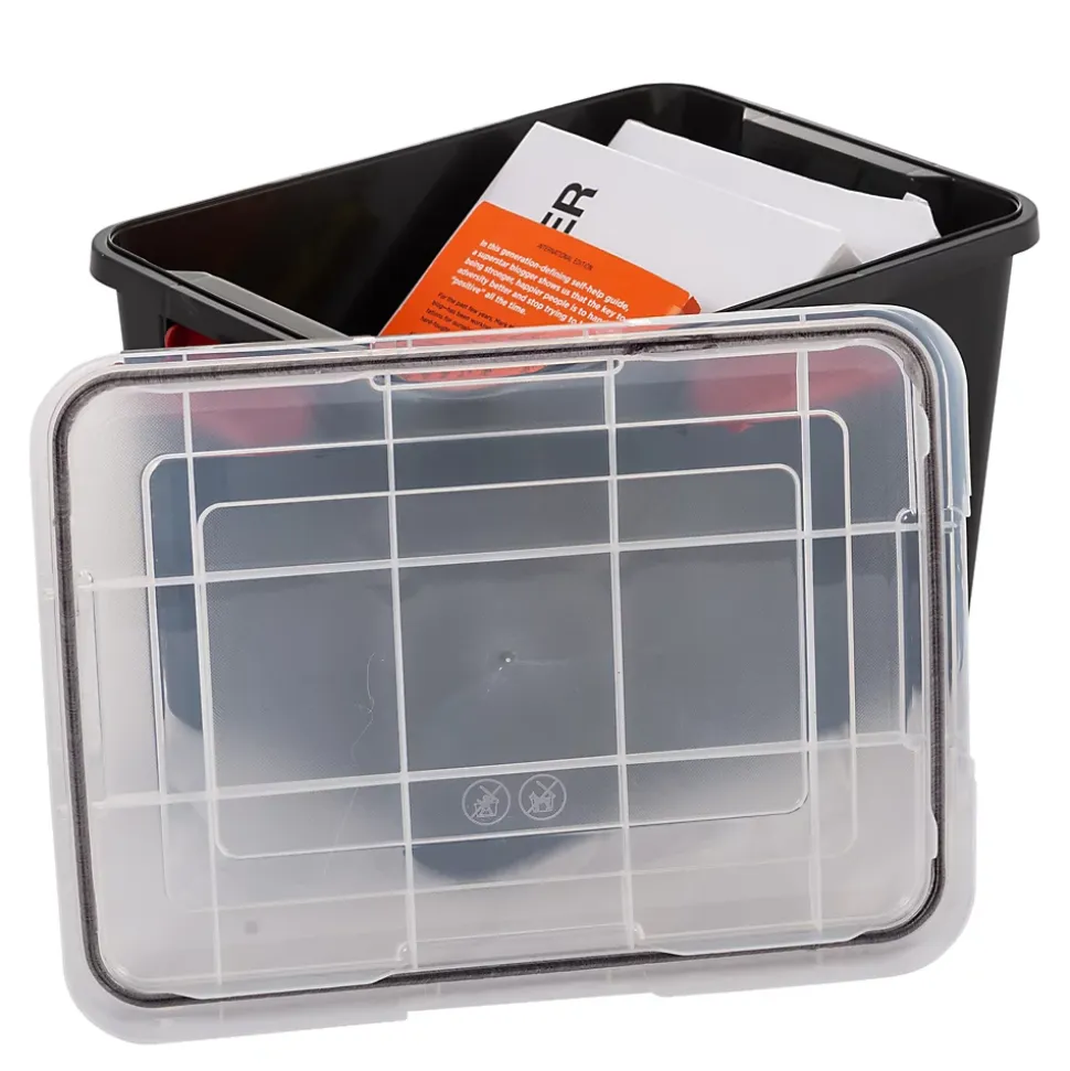Iris Ohyama, Boite de Rangement Hermétique, 20L, Lot de 3, Noir, AT-SD