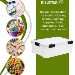 Iris Ohyama, Boite Rangement Hermétique Plastique, 30L, Lot de 4, Transparent, WSB-30