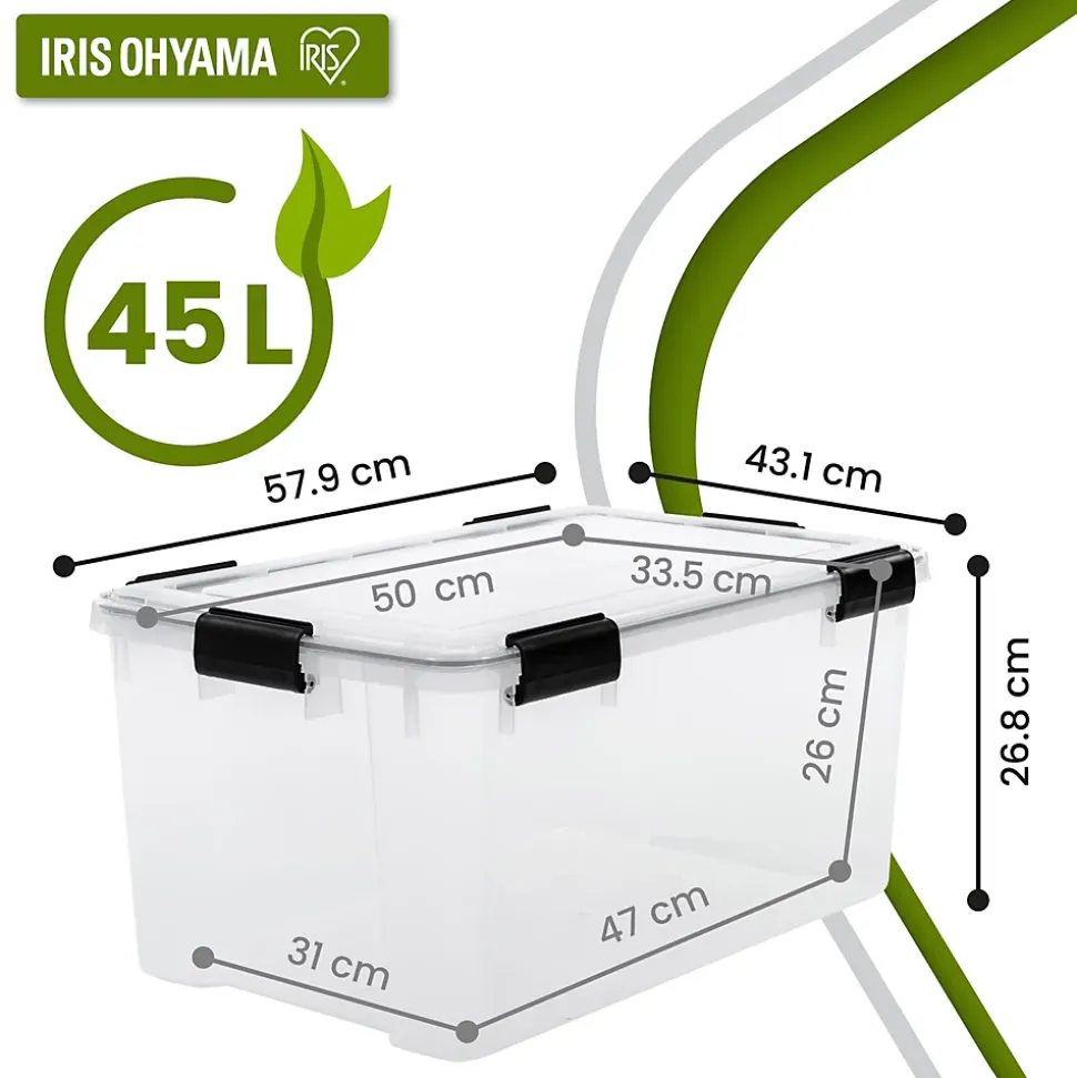 Iris Ohyama, Boite Rangement Hermétique Plastique, 45L, Unité, Transparent, WSB-45