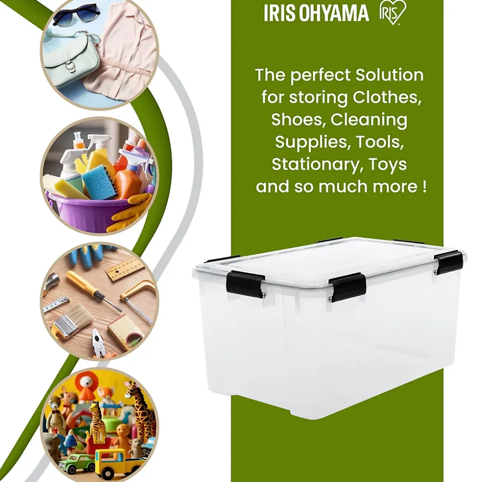 Iris Ohyama, Boite Rangement Hermétique Plastique, 45L, Unité, Transparent, WSB-45