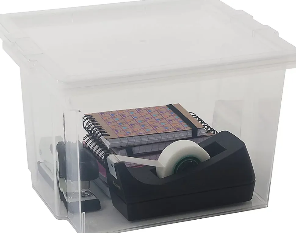 Iris Ohyama, Boites de Rangement Polyvalente, 30L, Lot de 3, Transparent, USB-M