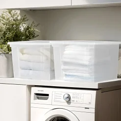 Iris Ohyama, Boites de Rangement Polyvalente, 30L, Lot de 3, Transparent, USB-M