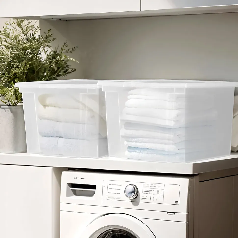 Iris Ohyama, Boites de Rangement Polyvalente, 30L, Lot de 3, Transparent, USB-M