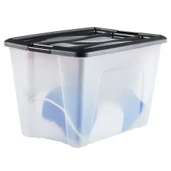 Iris Ohyama, Boites de Rangement Plastique avec Couvercle, 60L, Lot de 4, Noir, NTB-60