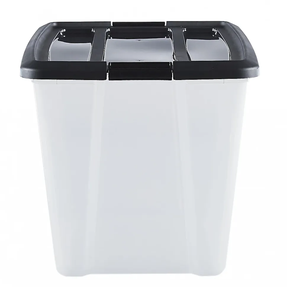 Iris Ohyama, Boites de Rangement Plastique avec Couvercle, 60L, Lot de 4, Noir, NTB-60