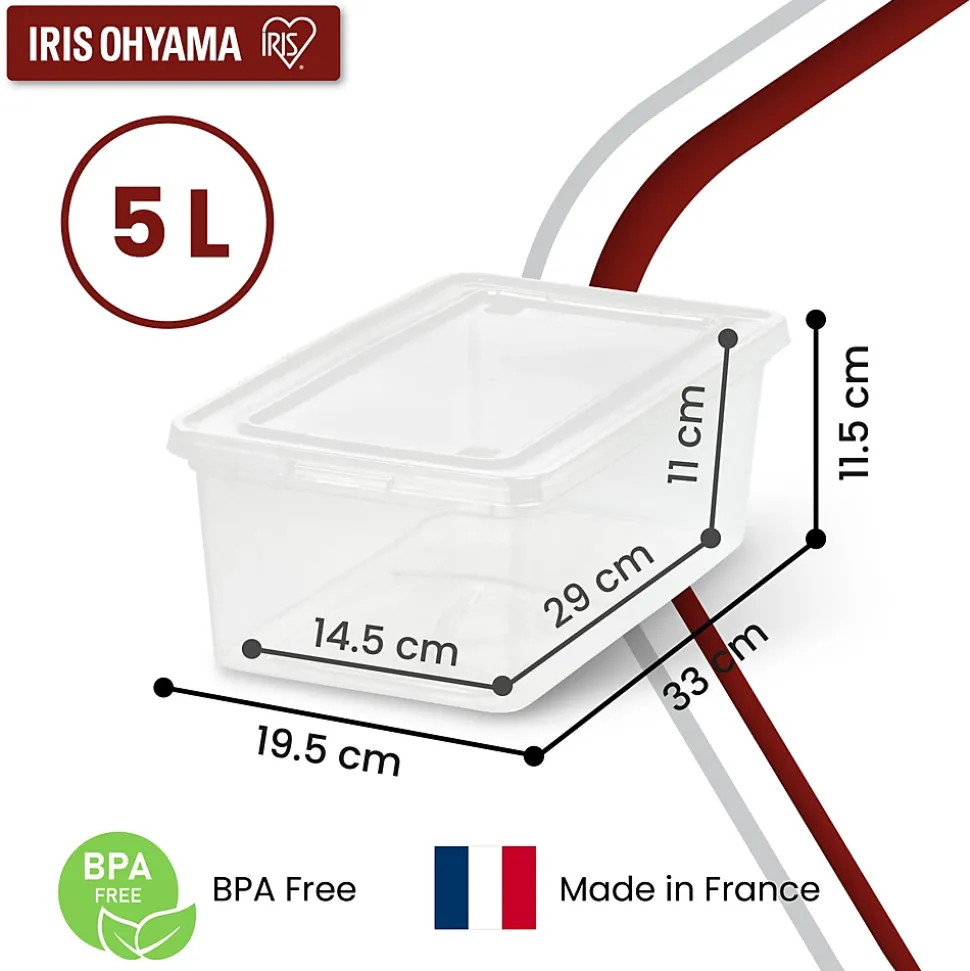 Iris Ohyama, Boites de Rangement Plastique Multi-Usages, 16L, Lot de 3, Transparent, CNL-16E