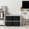 Iris Ohyama, Boîtes de Rangement en Plastique avec Couvercle, 45L, Lot de 4, Noir, Empilable, FB-21E