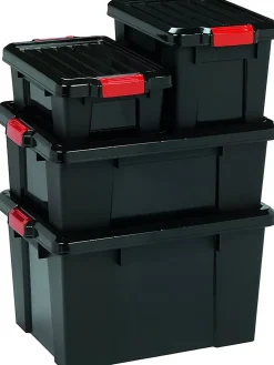Iris Ohyama, Boîtes de Rangement Garage plastique, 50L, Lot de 3, Noir, SK-450
