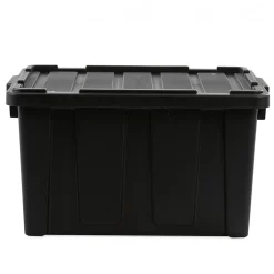 Iris Ohyama, Caisse Rangement avec Couvercle Robuste, 68L, Lot de 4, Noir, DDSKT-700