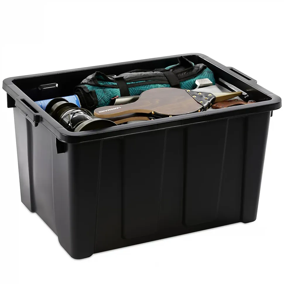 Iris Ohyama, Caisse Rangement avec Couvercle Robuste, 68L, Lot de 4, Noir, DDSKT-700