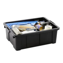 Iris Ohyama, Caisse Rangement avec Couvercle Robuste, 43L, Lot de 4, Noir, DDSKT-430