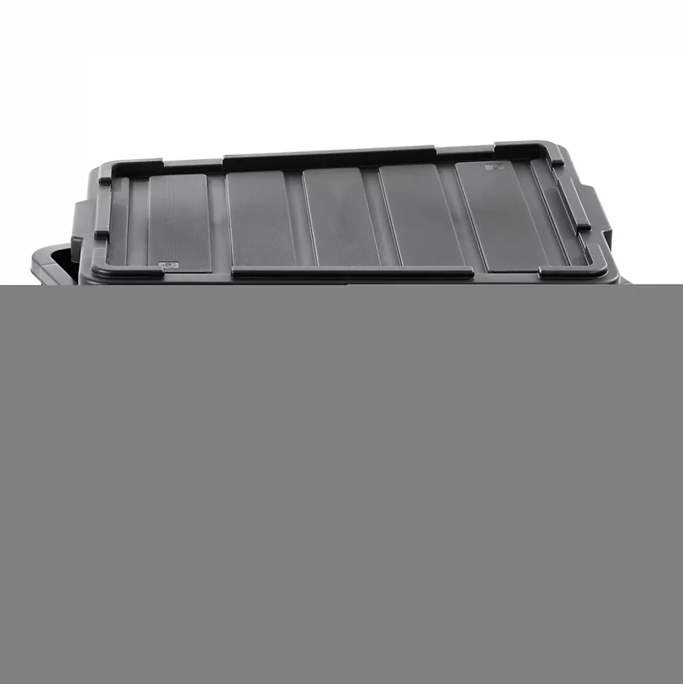 Iris Ohyama, Caisse Rangement avec Couvercle Robuste, 43L, Lot de 4, Noir, DDSKT-430