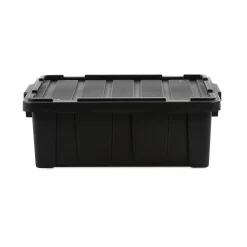 Iris Ohyama, Caisse Rangement avec Couvercle Robuste, 43L, Lot de 4, Noir, DDSKT-430