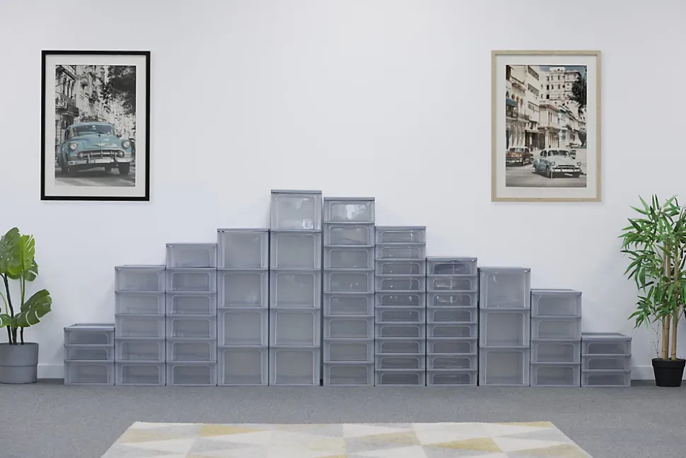 Iris Ohyama, Caisson de rangement plastique A4, 6 Tiroirs Moyens, Gris, OCH-2006