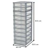 Iris Ohyama, Caisson de rangement plastique A4, 10 Petits Tiroirs, Gris, OCH-2100