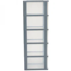 Iris Ohyama, Caisson de rangement plastique A4, 5 Grands Tiroirs, Gris, OCH-2500