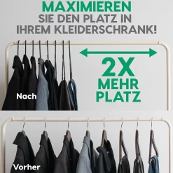Iris Ohyama, Cintres plastique, Lot de 10 cintres pour vêtements, Noir, Sans BPA, Placards, Epais, Résistants, CHM-39