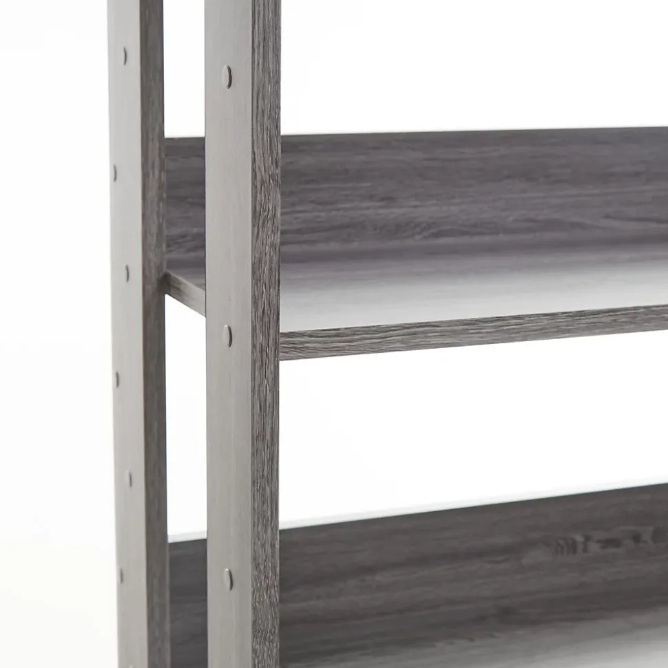 Iris Ohyama, Etagère de rangement 4 niveaux, ajustables, OWR-600, L29.3 x P60 x H87.9cm, Chêne gris