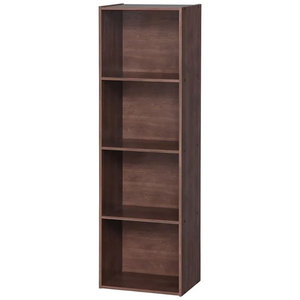 Iris Ohyama, Etagère de rangement en bois, 4 étages, CX-4FN, Marron, L42 x P29,7 x H136,6 cm