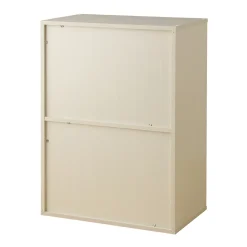 Iris Ohyama, Etagère de rangement en bois avec portes, CHR-1, Chêne Blanc, L59 x P40.9 x H83.6 cm