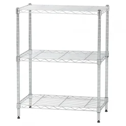 Iris Ohyama, Etagère métallique rangement, 3 étages, charge 270kg, NS3, Argent, L60.9 x P35.6 x H76.2